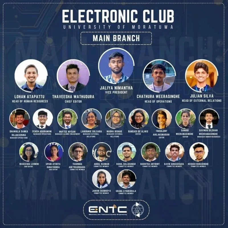 The Electronic Club main branch committee board, with Muftee among the managers